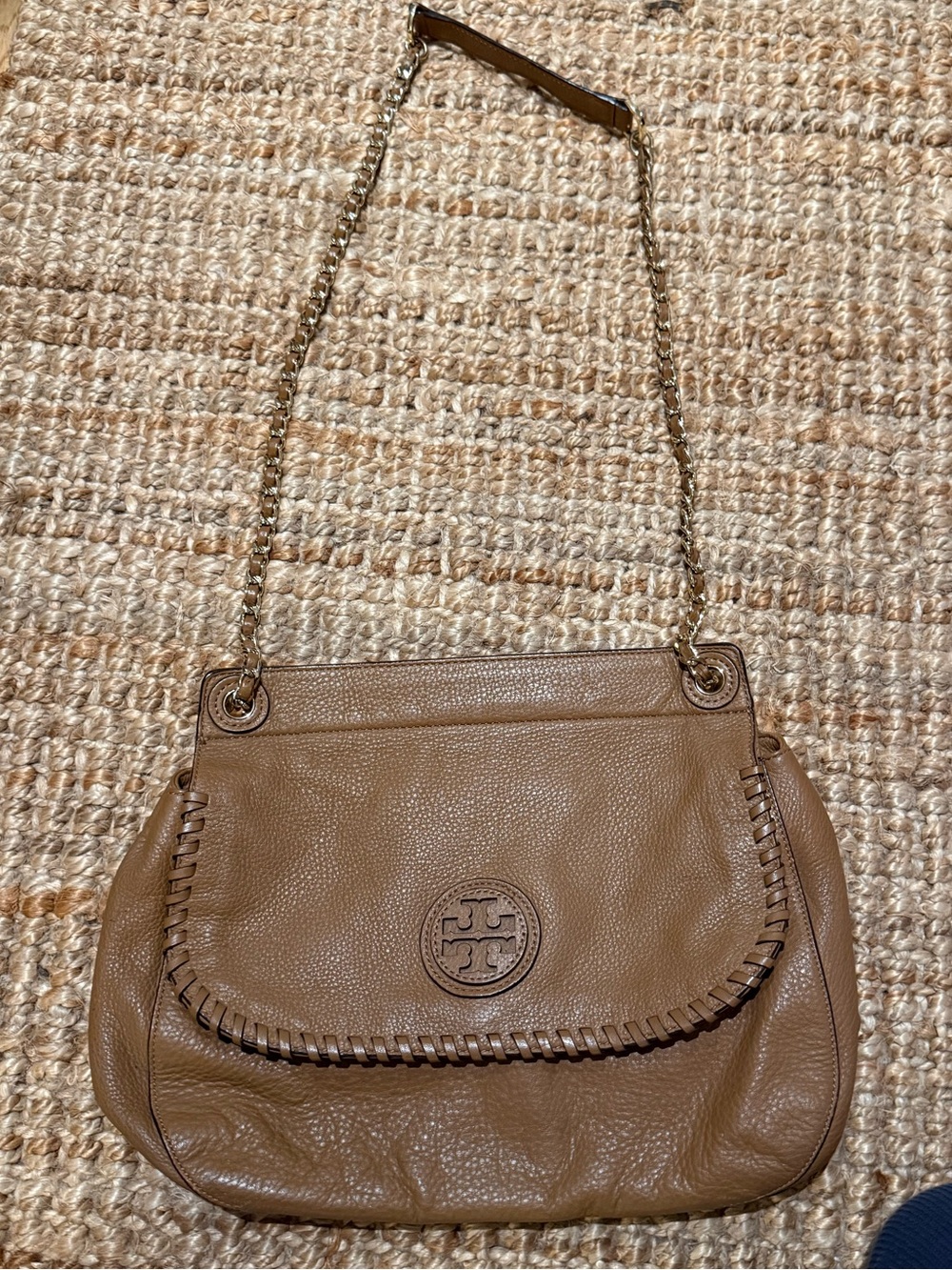 Tory Burch Caramel Brown Leather Chain Shoulder Bag